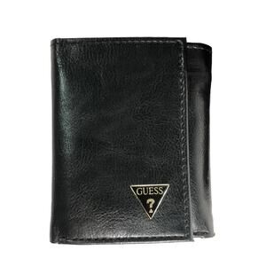 GUESS Men Extra Capacity Trifold Leather Wallet 9367164505 logo ornament New B3